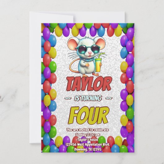 Mouse Einzigartiger Personalisierter Geburtstag Ei Einladung (Vorderseite)