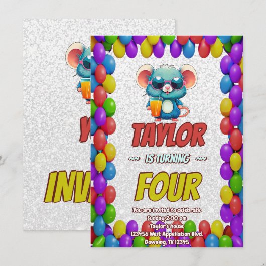 Mouse Einzigartiger Personalisierter Geburtstag Ei Einladung (Vorne/Hinten)