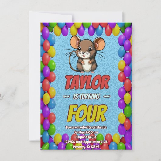 Mouse Einzigartiger Personalisierter Geburtstag Ei Einladung (Vorderseite)