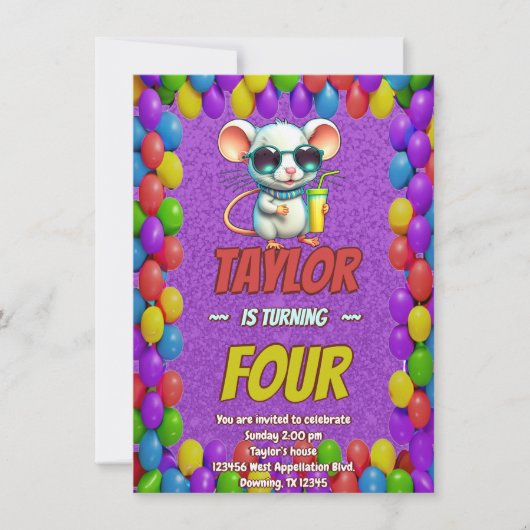 Mouse Einzigartiger Personalisierter Geburtstag Ei Einladung (Vorderseite)