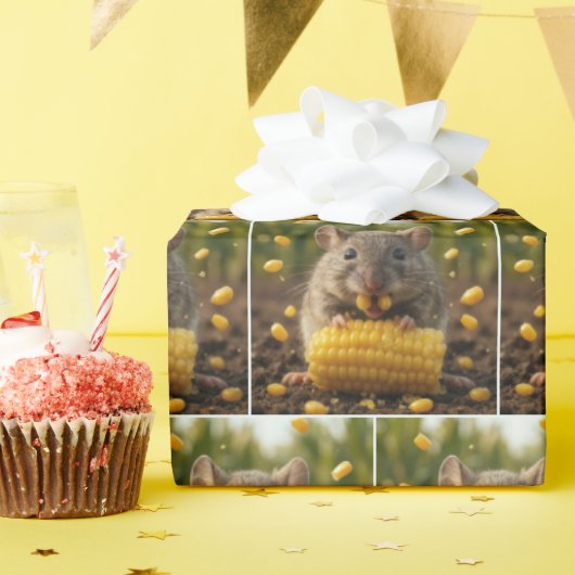 Mouse Enjoying an Ear of Corn Geschenkpapier (Geburtstagsparty)