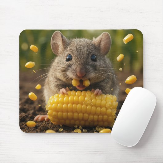 Mouse Enjoying an Ear of Corn Mousepad (Mit Mouse)