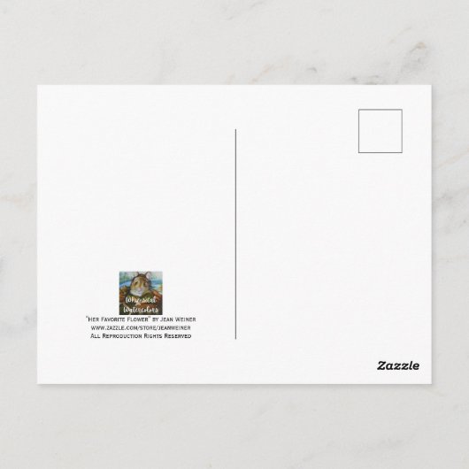 Mouse ernten auf rosa Tulip Wasserfarbe Kunst Postkarte (Rückseite)