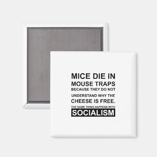 Mouse Fallen mit freiem Käse AKA Sozialismus Magnet (Vorderseite/Rückseite)
