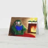 Mouse Family Reading by Fireplace Weihnachtskarte Karte (Vorderseite)