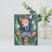 Mouse Fantasy Mushroom Fairytale Art Postkarte (Stehend Vorderseite)
