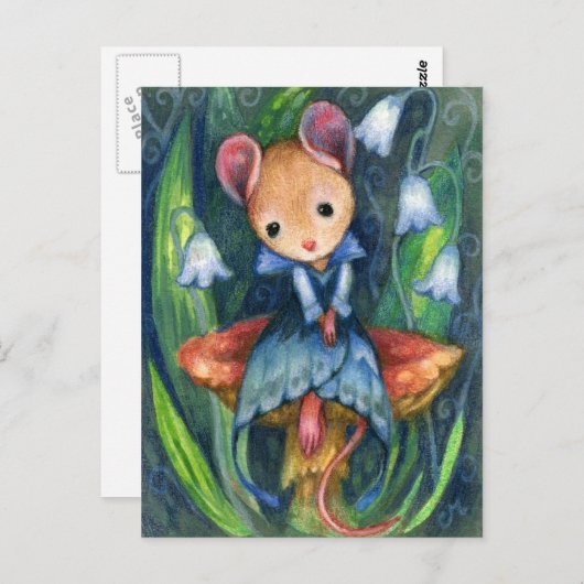 Mouse Fantasy Mushroom Fairytale Art Postkarte (Vorne/Hinten)