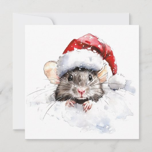 Mouse Flat Christmas Card Feiertagskarte (Vorderseite)
