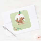 Mouse genießt Weihnachts-Pudding - Square Sticker (Umschlag)