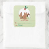 Mouse genießt Weihnachts-Pudding - Square Sticker (Tasche)
