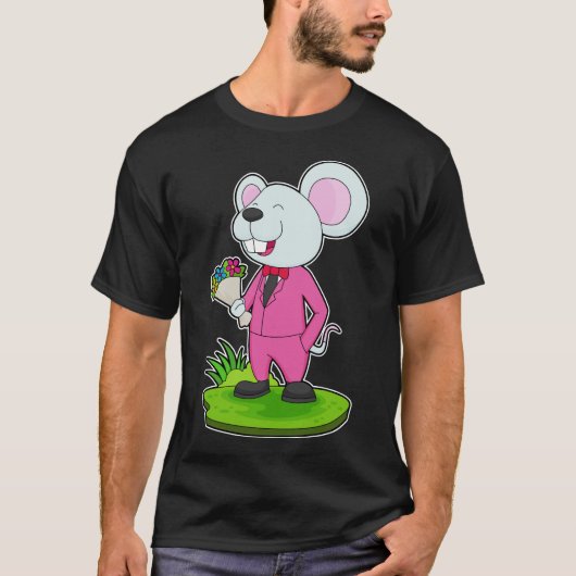 Mouse Groom Blume Hochzeit T-Shirt (Vorderseite)