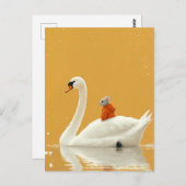 Mouse Hitches a Ride on a Swan Postkarte (Vorne/Hinten)