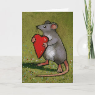 Mouse Holding Heart: Valentine: Originelle Kunst Feiertagskarte
