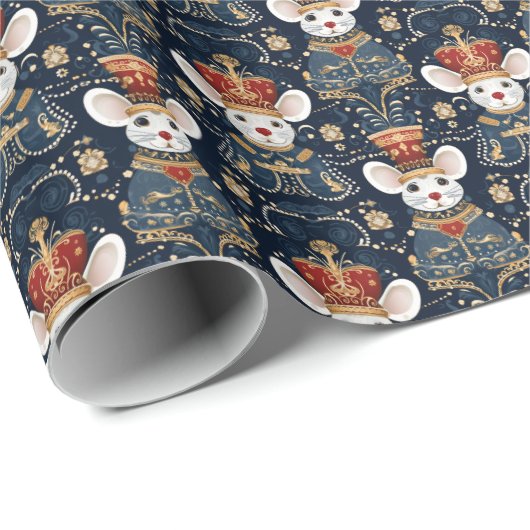 Mouse King, Elegant Blue Nutcracker Classic Geschenkpapier (Rolleneckpunkt)