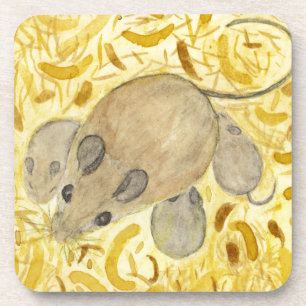 Mouse Nest Watercolor Getränkeuntersetzer