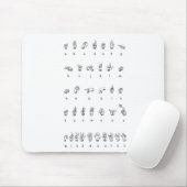 Mouse Pad American Sign Language Alphabet Numbers Mousepad (Mit Mouse)