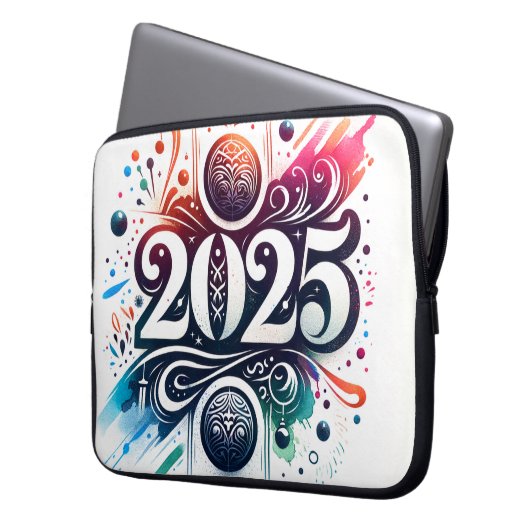 Mouse Pad Design mit Tintenfarbtext "2025" Laptopschutzhülle (Vorderseite Links)