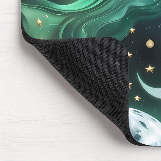 Mouse Pad - Emerald Green Celestial Moon Mousepad (Ecke)