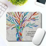 Mouse-Pad für Motivierend Zitate Mousepad<br><div class="desc">Dieses dekorative Mauspad verfügt über einen Mosaikbaum in Regenbogenfarben und Platz für Ihr beliebtes inspirierendes Zitat. Verwenden Sie die Option Weitere anpassen, um die Textgröße, den Stil oder die Farbe zu ändern, wenn Sie möchten. Weil wir unsere eigenen Kunstwerke erstellen, werden Sie dieses exakte Bild von anderen Designern nicht finden....</div>