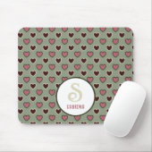 Mouse Pad für rote und grüne Herz-Muster Mousepad (Mit Mouse)