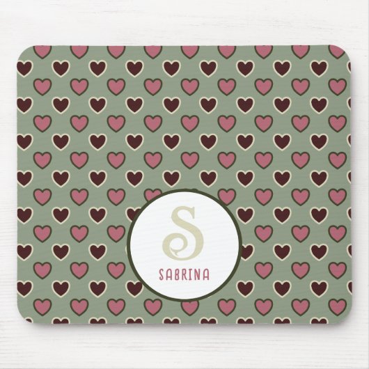 Mouse Pad für rote und grüne Herz-Muster Mousepad (Vorne)