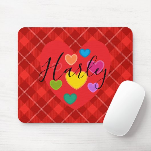Mouse Pad - HAMbyWG - Kariertes Rotes Herz Mousepad (Mit Mouse)