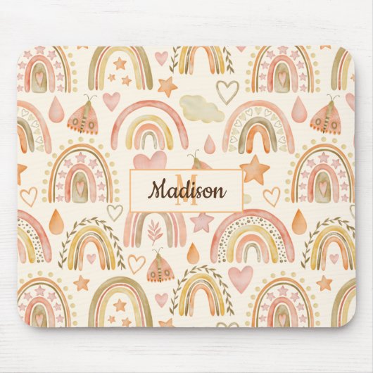 Mouse Pad Individuelle Name Monogram Geschenk Boho Mousepad (Vorne)