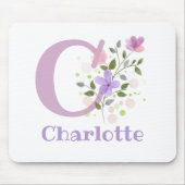 Mouse Pad Initial Plus Name & Blume Design Mousepad (Vorne)