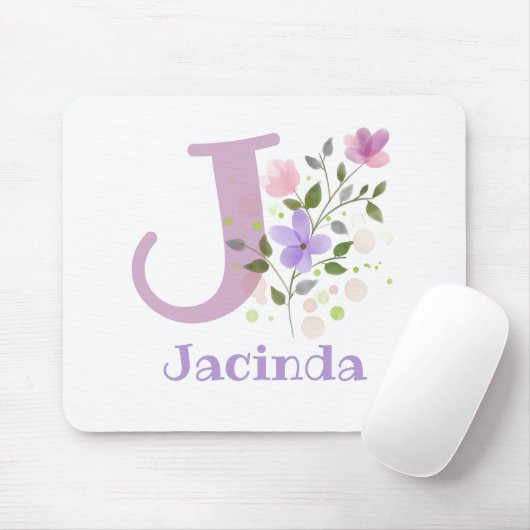 Mouse Pad Initial Plus Name & Blume Design Mousepad (Mit Mouse)