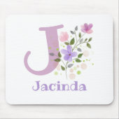 Mouse Pad Initial Plus Name & Blume Design Mousepad (Vorne)