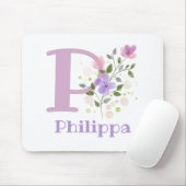 Mouse Pad Initial Plus Name & Blume Design Mousepad (Mit Mouse)
