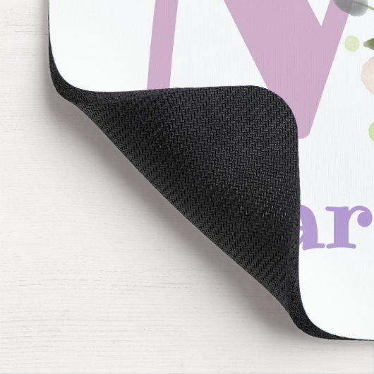 Mouse Pad Initial Plus Name & Blume Design Mousepad (Ecke)