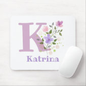 Mouse Pad Initial Plus Name & Blume Design Mousepad (Mit Mouse)