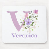 Mouse Pad Initial Plus Name & Blume Design Mousepad (Vorne)