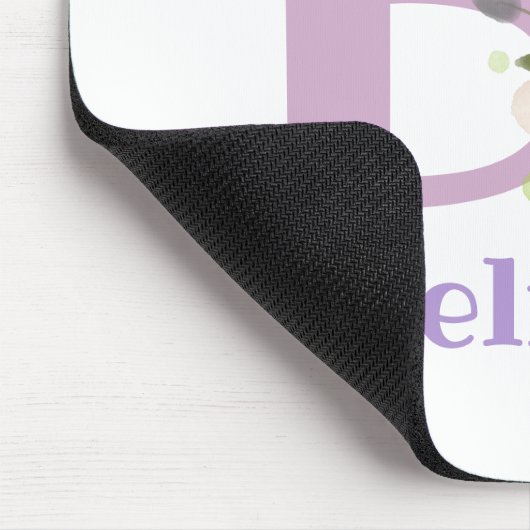 Mouse Pad Initial Plus Name & Blume Design Mousepad (Ecke)