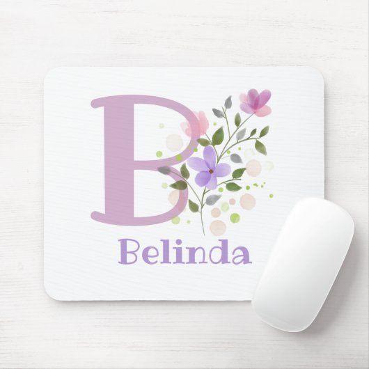 Mouse Pad Initial Plus Name & Blume Design Mousepad (Mit Mouse)