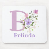 Mouse Pad Initial Plus Name & Blume Design Mousepad (Vorne)