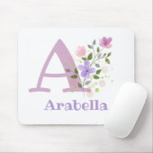 Mouse Pad Initial Plus Name & Blume Design Mousepad (Mit Mouse)