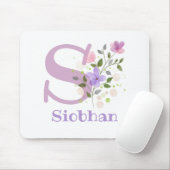 Mouse Pad Initial Plus Name & Blume Design Mousepad (Mit Mouse)