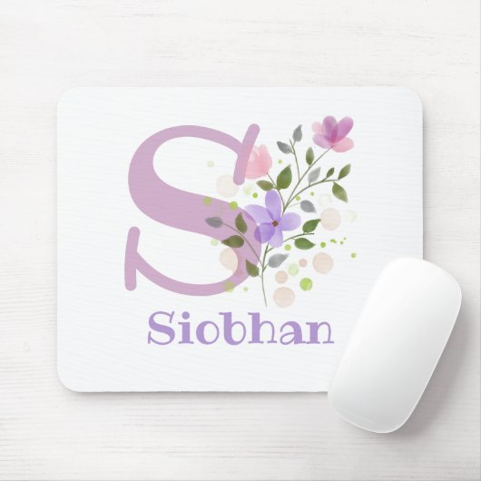 Mouse Pad Initial Plus Name & Blume Design Mousepad (Mit Mouse)