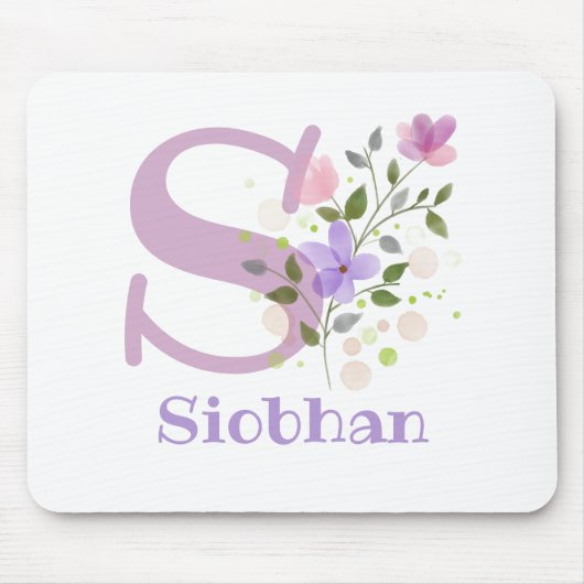 Mouse Pad Initial Plus Name & Blume Design Mousepad (Vorne)