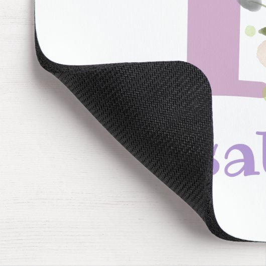 Mouse Pad Initial Plus Name & Blume Design Mousepad (Ecke)