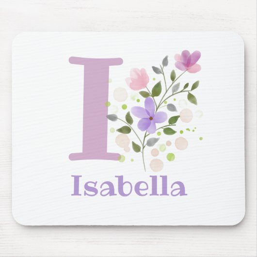 Mouse Pad Initial Plus Name & Blume Design Mousepad (Vorne)