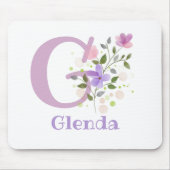 Mouse Pad Initial Plus Name & Blume Design Mousepad (Vorne)