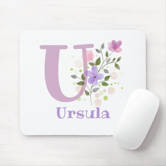 Mouse Pad Initial Plus Name & Blume Design Mousepad (Mit Mouse)