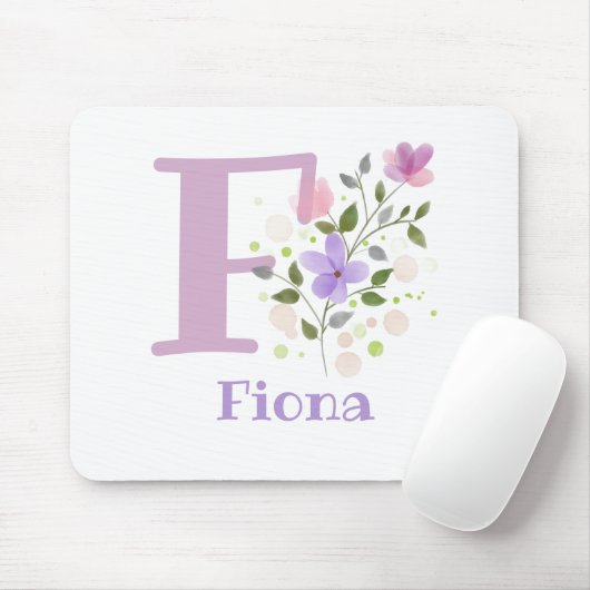 Mouse Pad Initial Plus Name & Blume Design Mousepad (Mit Mouse)