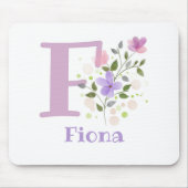 Mouse Pad Initial Plus Name & Blume Design Mousepad (Vorne)