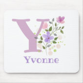 Mouse Pad Initial Plus Name & Blume Design Mousepad (Vorne)