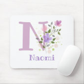 Mouse Pad Initial Plus Name & Blume Design Mousepad (Mit Mouse)