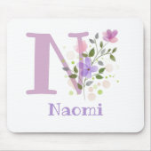 Mouse Pad Initial Plus Name & Blume Design Mousepad (Vorne)